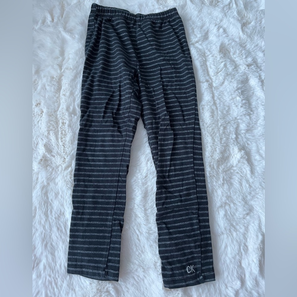Calvin Klein Jeans Black and Gray Leggings with Striped Design